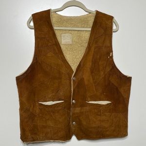 Vintage Made in Mexico Genuine Leather Vest with Acrylic Lining